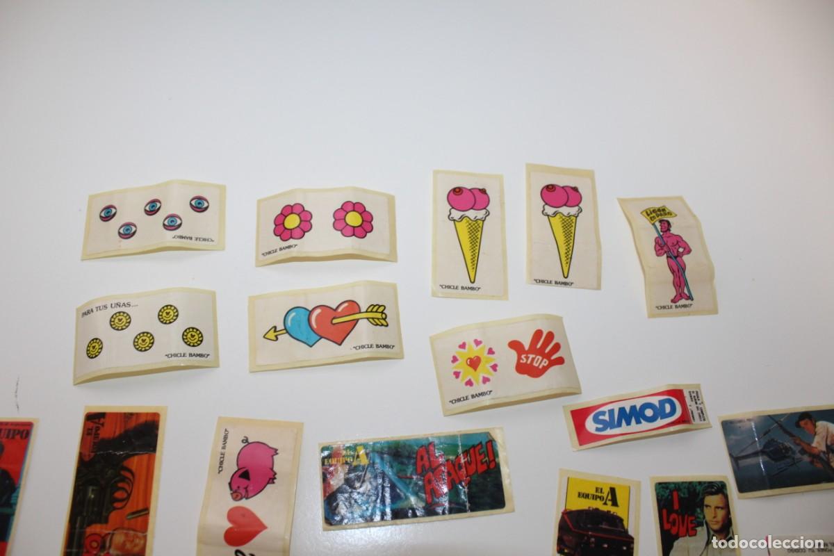 Coleccionismo cromos antiguos: LOTE DE PEGATINAS - ENVOLTORIOS DE CHICLES SURTIDOS - Foto 2