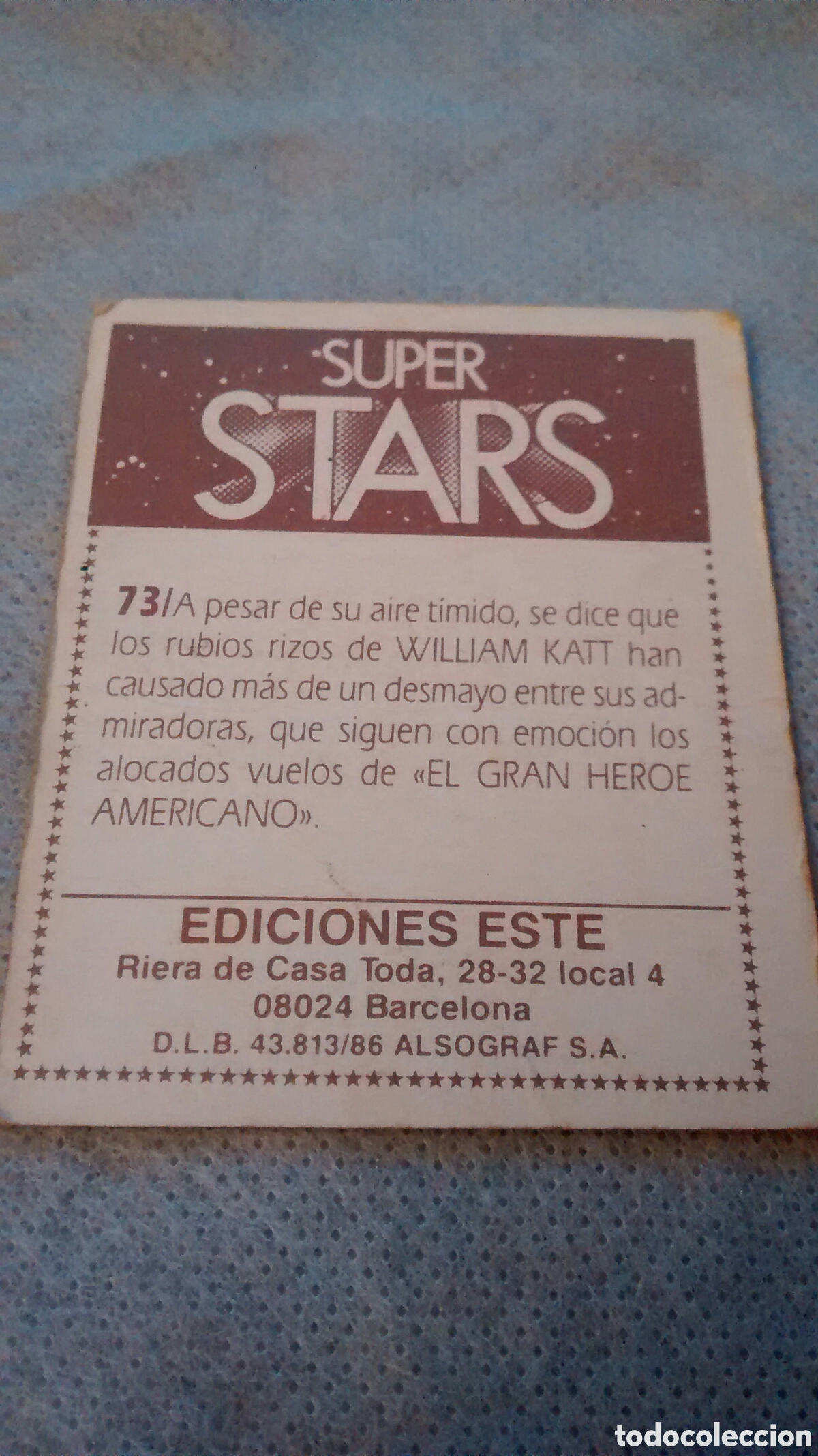 Coleccionismo cromos antiguos: SUPER STARS, ESTE, 73 - Foto 2