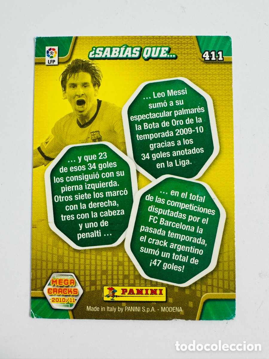Coleccionismo cromos antiguos: Messi 411 Trading Card Mega Cracks 2010-11 - Foto 3