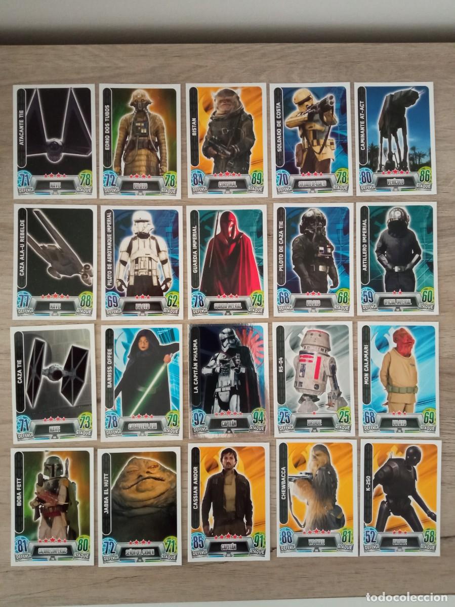 Coleccionismo cromos antiguos: 36 CROMOS STAR WARS FORCE ATTAX Y 3 SOBRES VACIOS