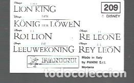 Coleccionismo cromos antiguos: CROMO DE EL REY LEON DE PANINI N&ordm; 209 - Foto 2