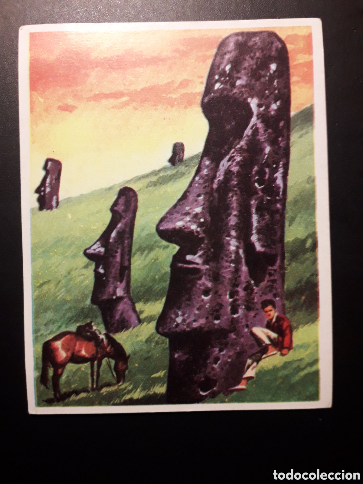 Collezionismo Figurine antiche: MOAIS, ISLA DE PASCUA, AM&Eacute;RICA Y SUS HABITANTES ED MAGA 1968 N&deg; 228 SIN PEGAR PEDIDO M&Iacute;NIMO 3&euro;