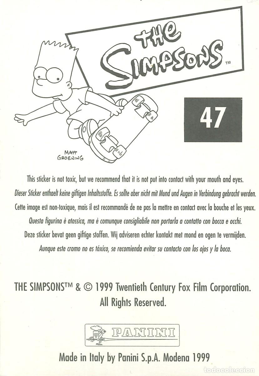 Coleccionismo cromos antiguos: CROMO - 1999 - PANINI - LOS SIMPSONS - 47 - Foto 2