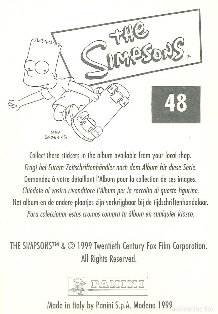 Coleccionismo cromos antiguos: CROMO - 1999 - PANINI - LOS SIMPSONS - 48 - Foto 2