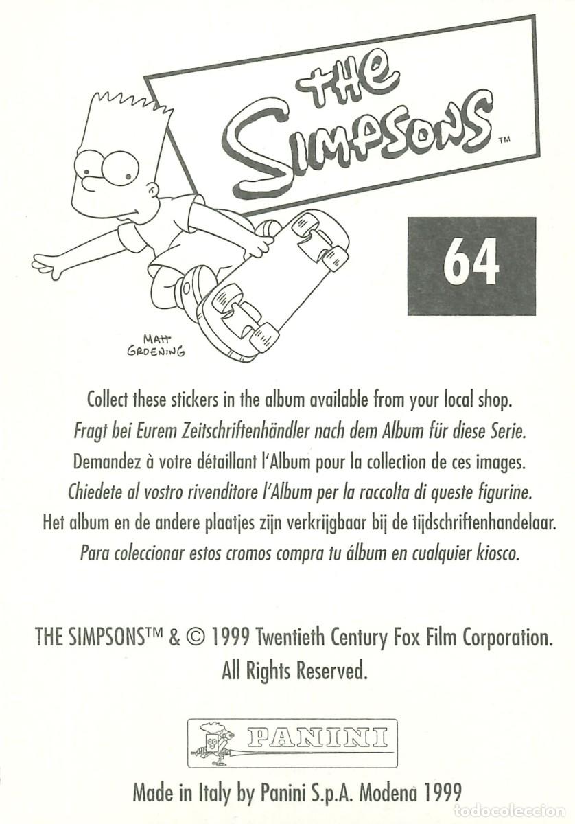 Coleccionismo cromos antiguos: CROMO - 1999 - PANINI - LOS SIMPSONS - 64 - Foto 2