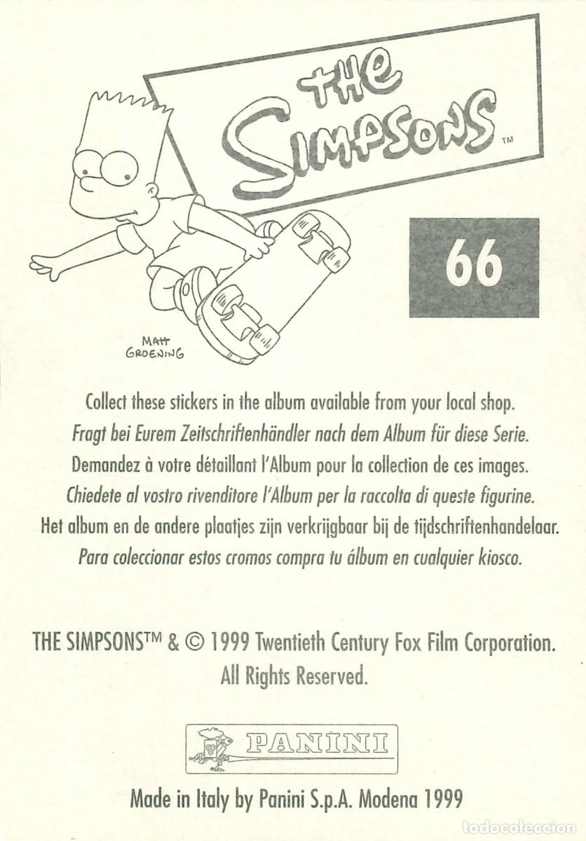 Coleccionismo cromos antiguos: CROMO - 1999 - PANINI - LOS SIMPSONS - 66 - Foto 2