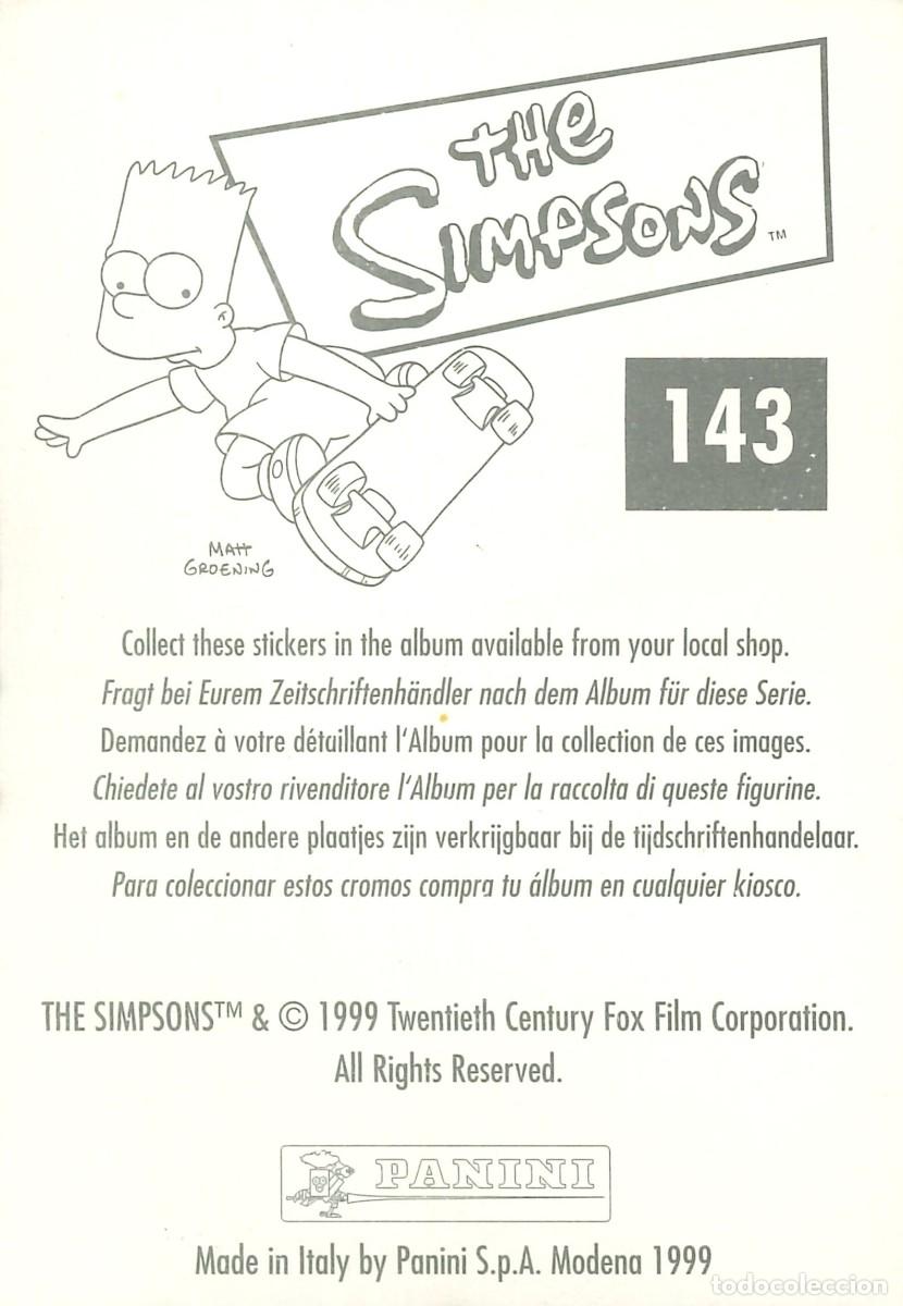 Coleccionismo cromos antiguos: CROMO - 1999 - PANINI - LOS SIMPSONS - 143 - Foto 2