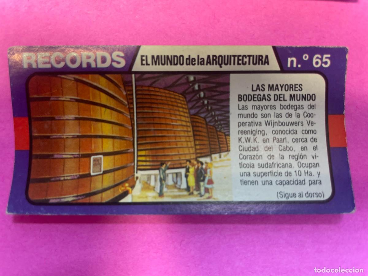 Colecionismo Cromos antigos: Cromo BIMBO. Records. El mundo arquitectura. Nº 65. Mayor bodega mundo. tdkc1