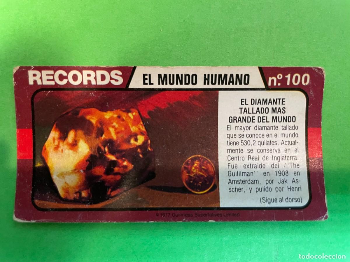 Colecionismo Cromos antigos: Cromo BIMBO. Records. El mundo humano. Nº100. Diamante tallado más grande del mundo . tdkc1