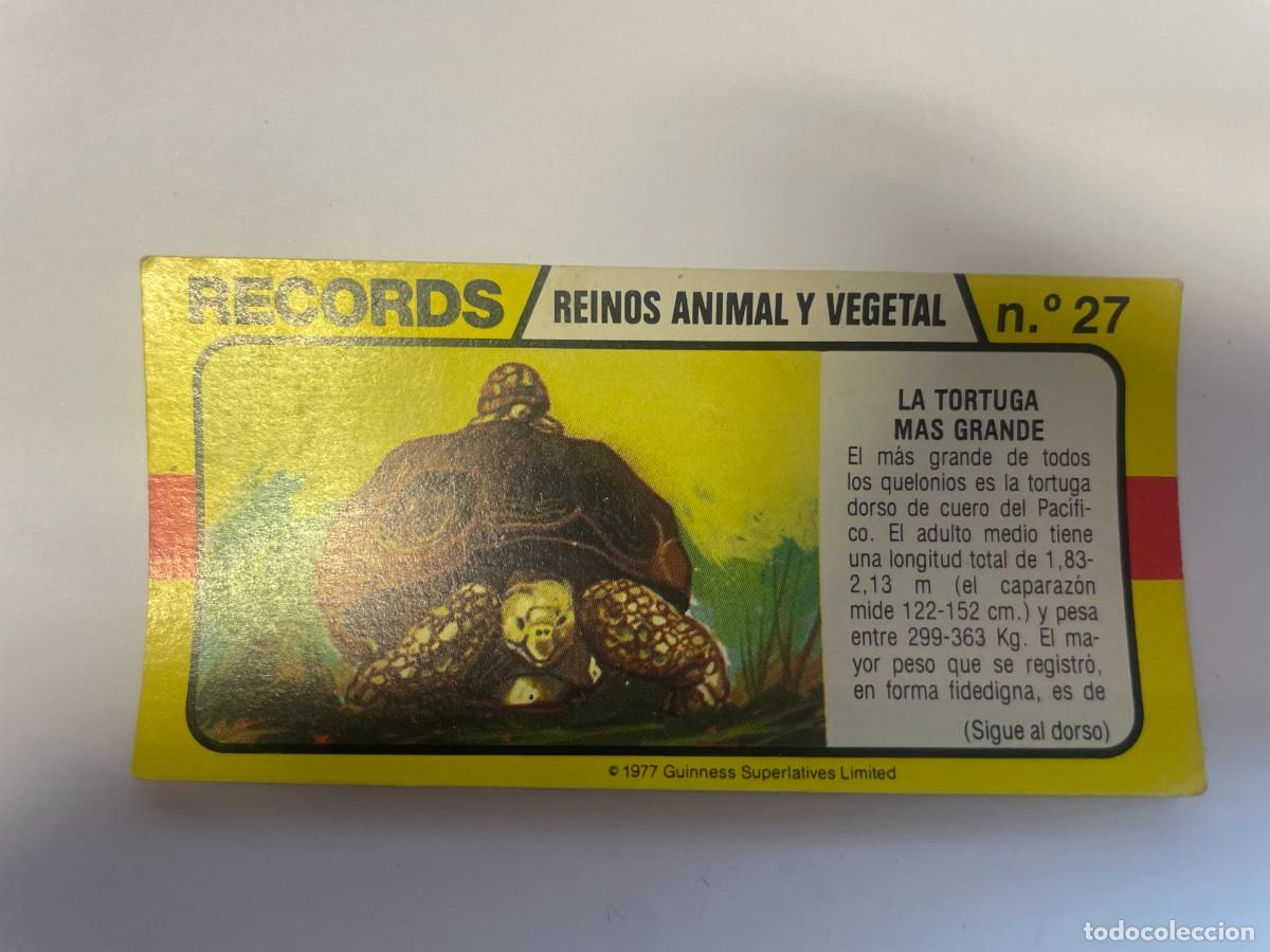 Colecionismo Cromos antigos: Cromo BIMBO. Records. Reino animal y vegetal. Nº27. Tortuga más grande del mundo. tdkc1