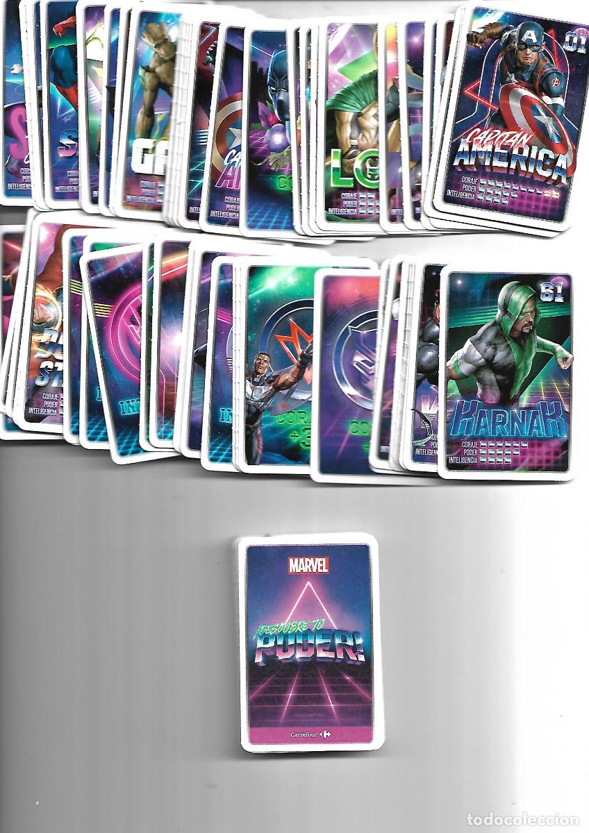 Coleccionismo cromos antiguos: COLECCION DE 76 CROMOS MARVEL DESCUBRE TU PODER + 35 REPETIDOS- CARREFOUR - Foto 1