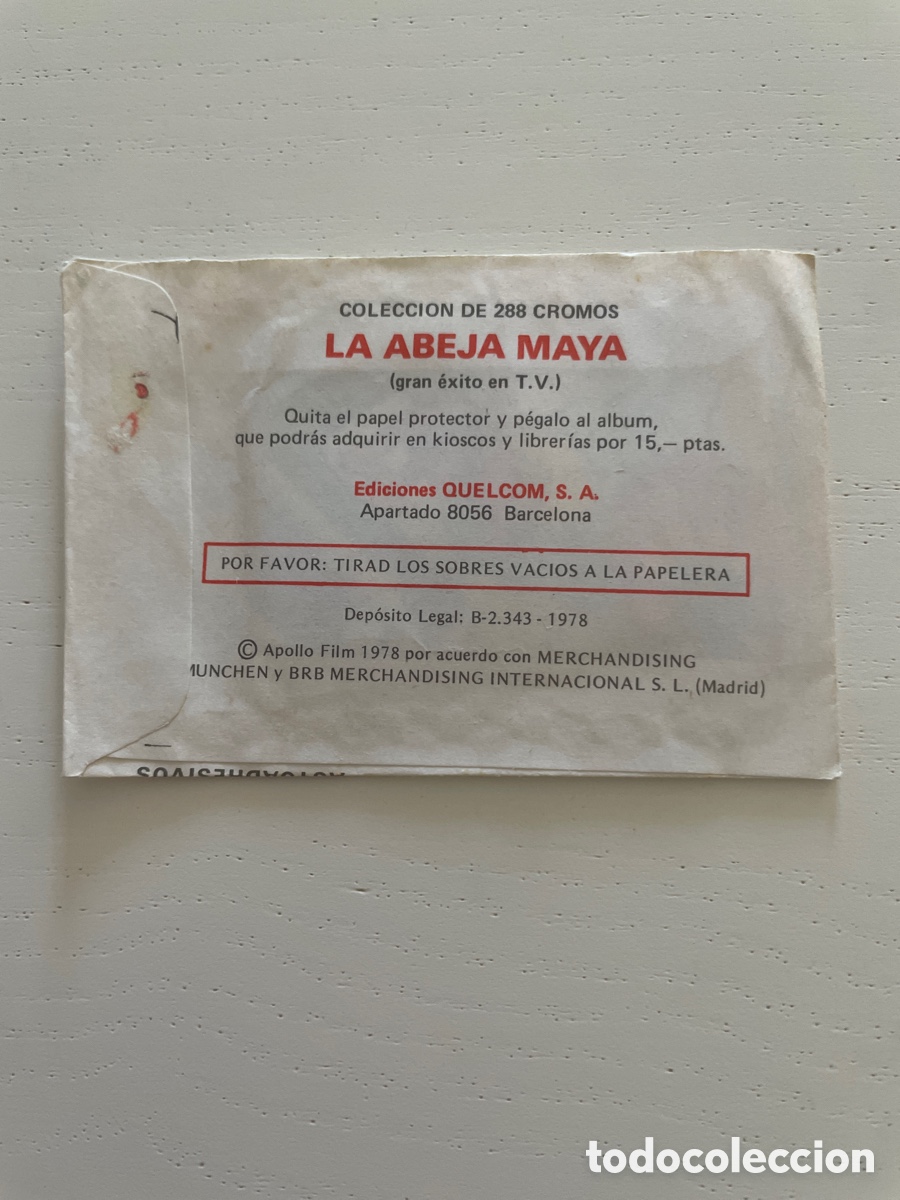 Coleccionismo cromos antiguos: Sobre de cromos sin abrir LA ABEJA MAYA - Foto 2