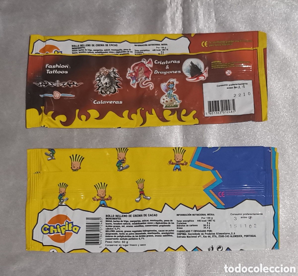 Coleccionismo cromos antiguos: 2 ENVOLTORIOS TATTOOMANIA CHIPICAO - Foto 2