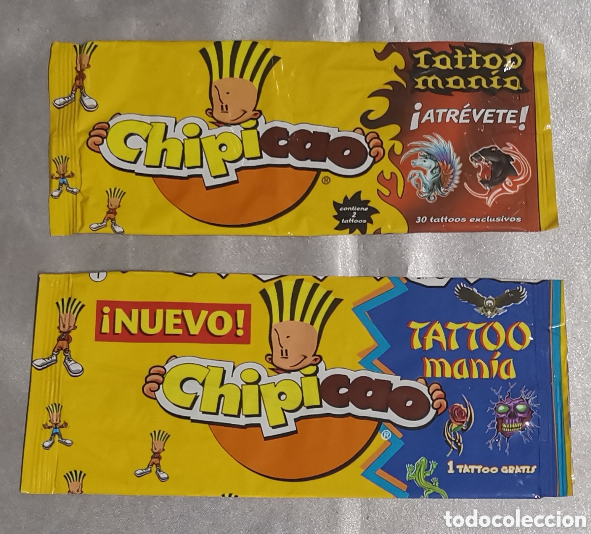 Coleccionismo cromos antiguos: 2 ENVOLTORIOS TATTOOMANIA CHIPICAO - Foto 1