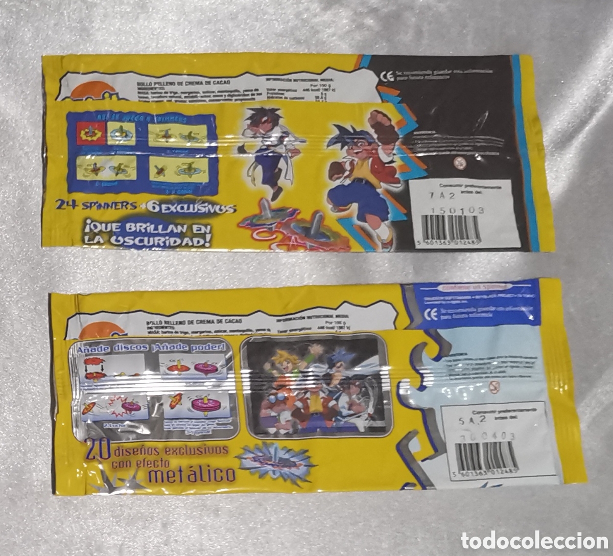 Coleccionismo cromos antiguos: 2 ENVOLTORIOS BEYBLADE SPINNERS CHIPICAO - Foto 2