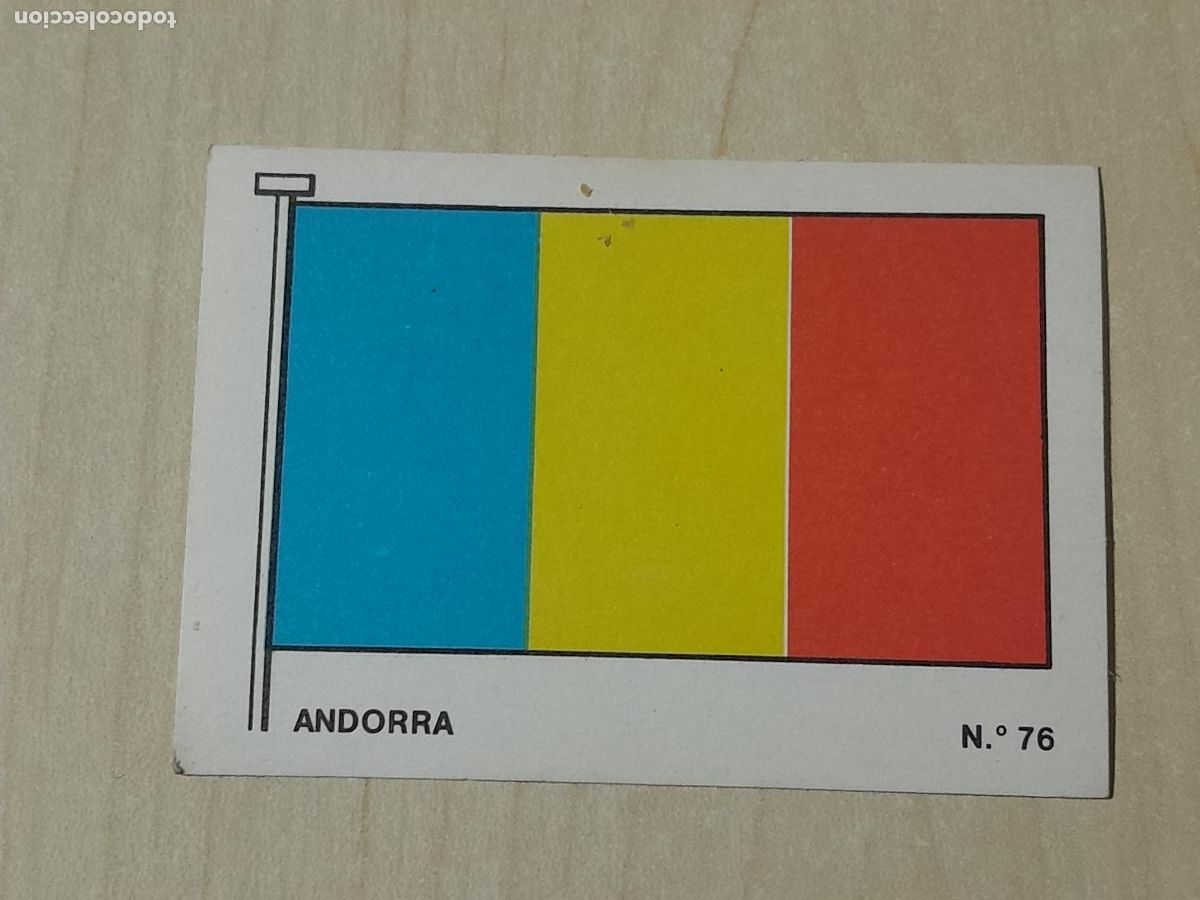 Colecionismo Cromos antigos: CROMO N&deg; 76 ANDORRA - BANDERAS DEL MUNDO - EDICIONES PUENTE - SIN PEGAR TRASERA ALGO SUCIA