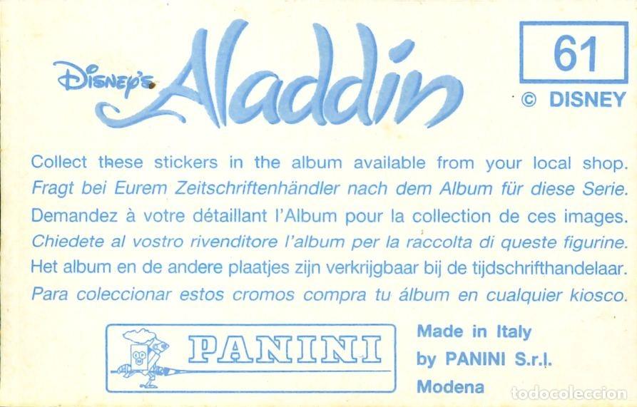 Coleccionismo cromos antiguos: CROMO - 1992 - PANINI - ALADDIN - 61 - Foto 2