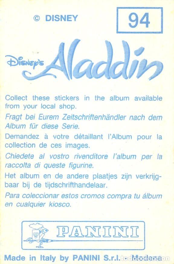 Coleccionismo cromos antiguos: CROMO - 1992 - PANINI - ALADDIN - 94 - Foto 2