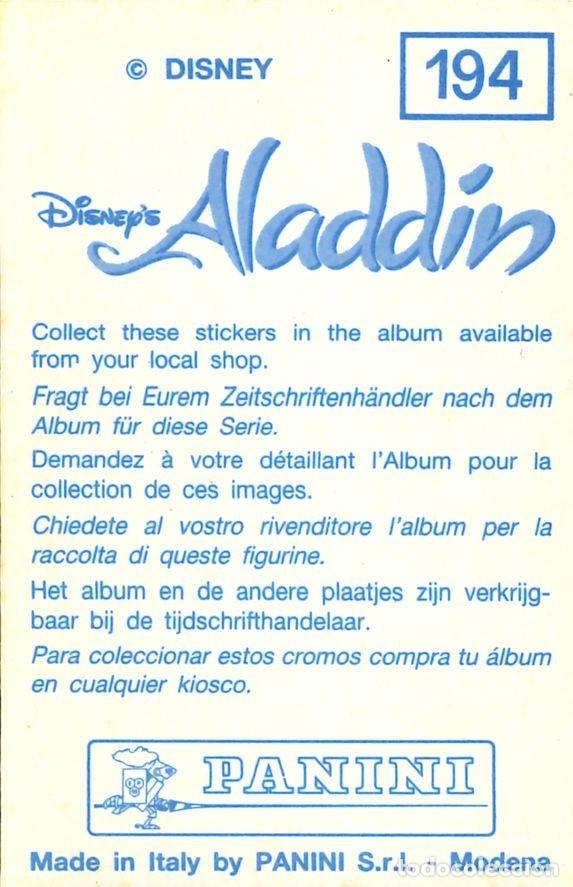 Coleccionismo cromos antiguos: CROMO - 1992 - PANINI - ALADDIN - 194 - Foto 2