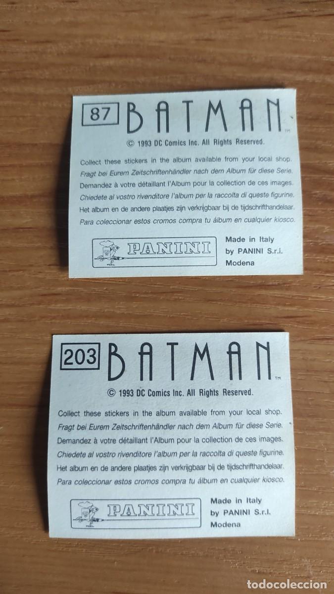 Coleccionismo cromos antiguos: 2 cromos Batman de Panini. 87 203 - Foto 2