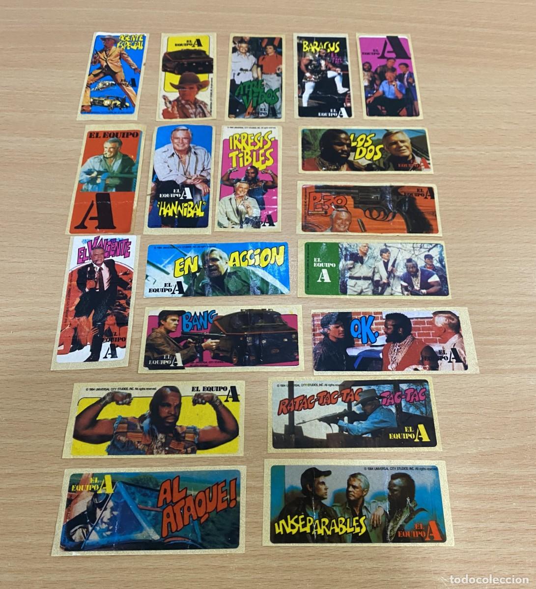 Collectable Antique Stickers: LOTE DE 19 CROMOS DE CHICLES - SERIE TV EL EQUIPO A (1984)