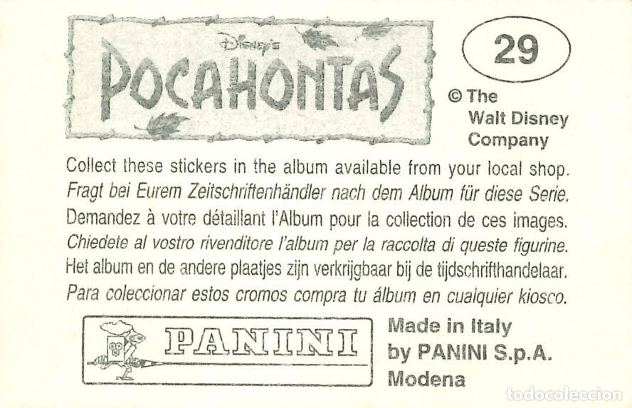 Coleccionismo cromos antiguos: CROMO - 1992 - PANINI - POCAHONTAS - 29 - Foto 2