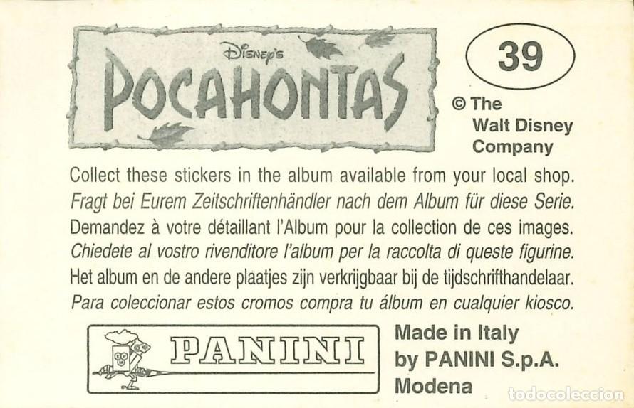 Coleccionismo cromos antiguos: CROMO - 1992 - PANINI - POCAHONTAS - 39 - Foto 2