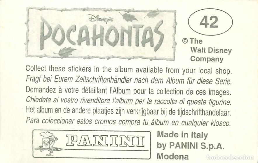 Coleccionismo cromos antiguos: CROMO - 1992 - PANINI - POCAHONTAS - 42 - Foto 2