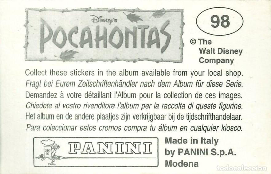 Coleccionismo cromos antiguos: CROMO - 1992 - PANINI - POCAHONTAS - 98 - Foto 2
