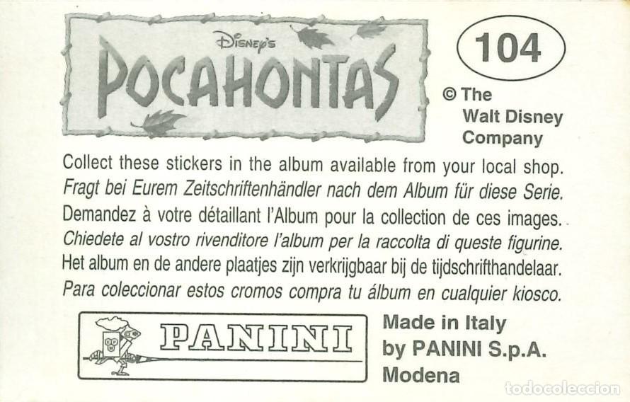 Coleccionismo cromos antiguos: CROMO - 1992 - PANINI - POCAHONTAS - 104 - Foto 2