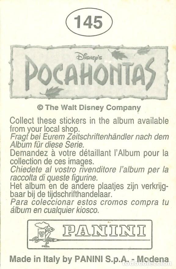 Coleccionismo cromos antiguos: CROMO - 1992 - PANINI - POCAHONTAS - 145 - Foto 2