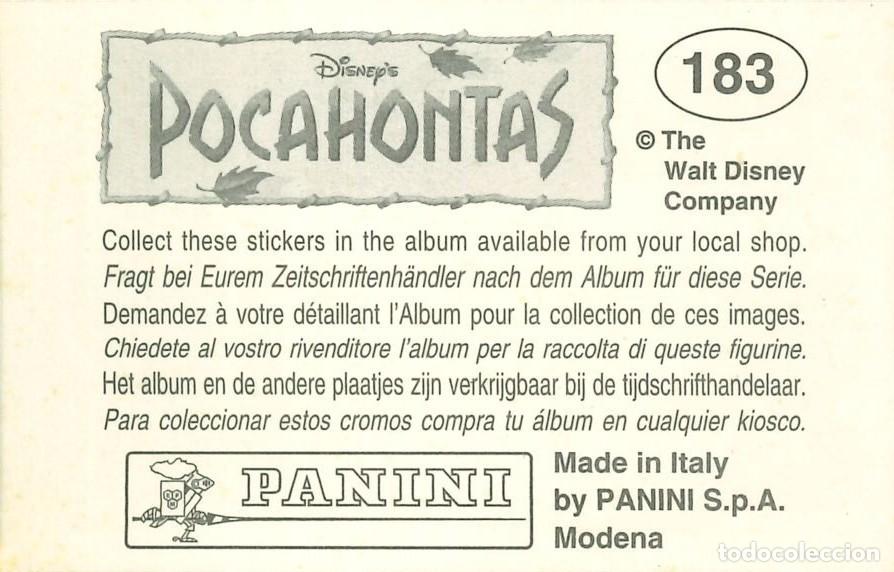 Coleccionismo cromos antiguos: CROMO - 1992 - PANINI - POCAHONTAS - 183 - Foto 2