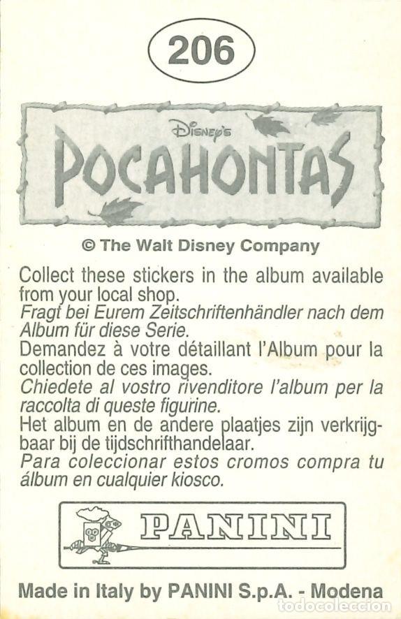 Coleccionismo cromos antiguos: CROMO - 1992 - PANINI - POCAHONTAS - 206 - Foto 2