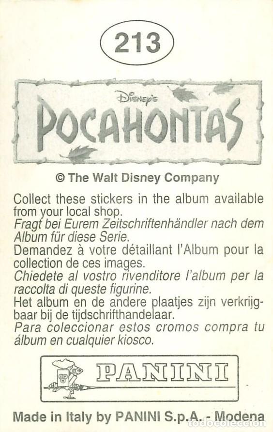 Coleccionismo cromos antiguos: CROMO - 1992 - PANINI - POCAHONTAS - 213 - Foto 2