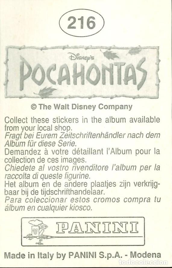 Coleccionismo cromos antiguos: CROMO - 1992 - PANINI - POCAHONTAS - 216 - Foto 2