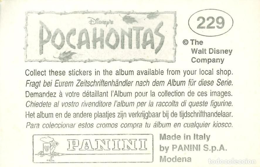 Coleccionismo cromos antiguos: CROMO - 1992 - PANINI - POCAHONTAS - 229 - Foto 2