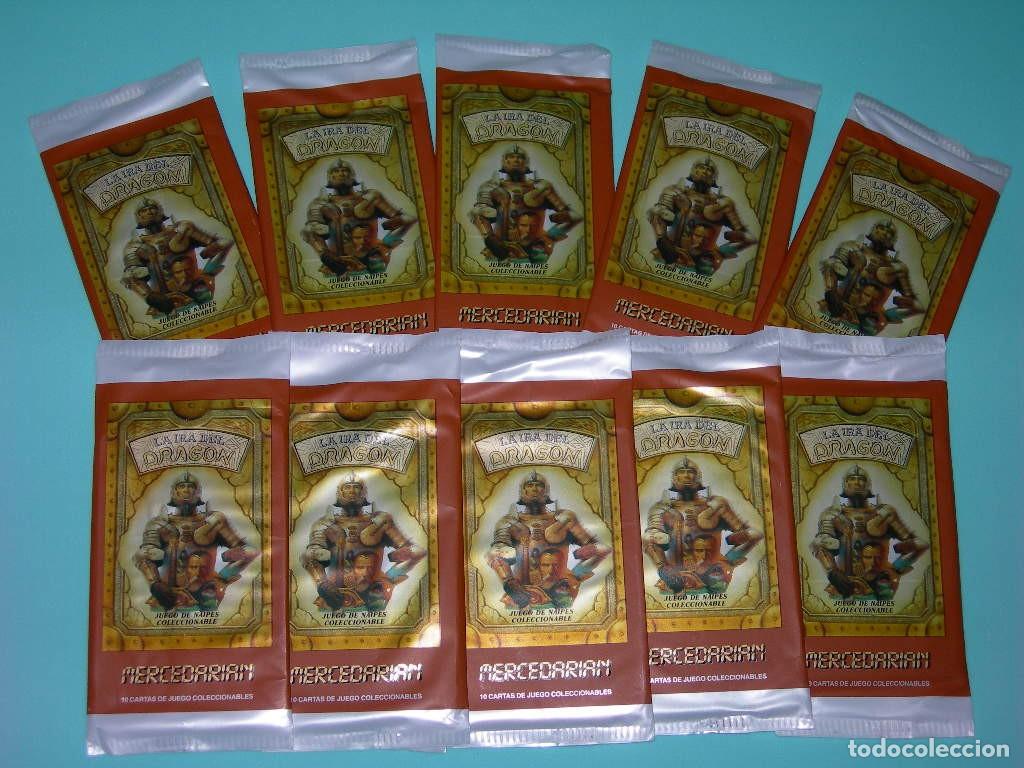 Coleccionismo cromos antiguos: LOTE DE 10 SOBRES NUEVOS SIN ABRIR - 100 CARTAS - COLECCI&Oacute;N MERCEDARIAN LA IRA DEL DRAG&Oacute;N - FOURNIER