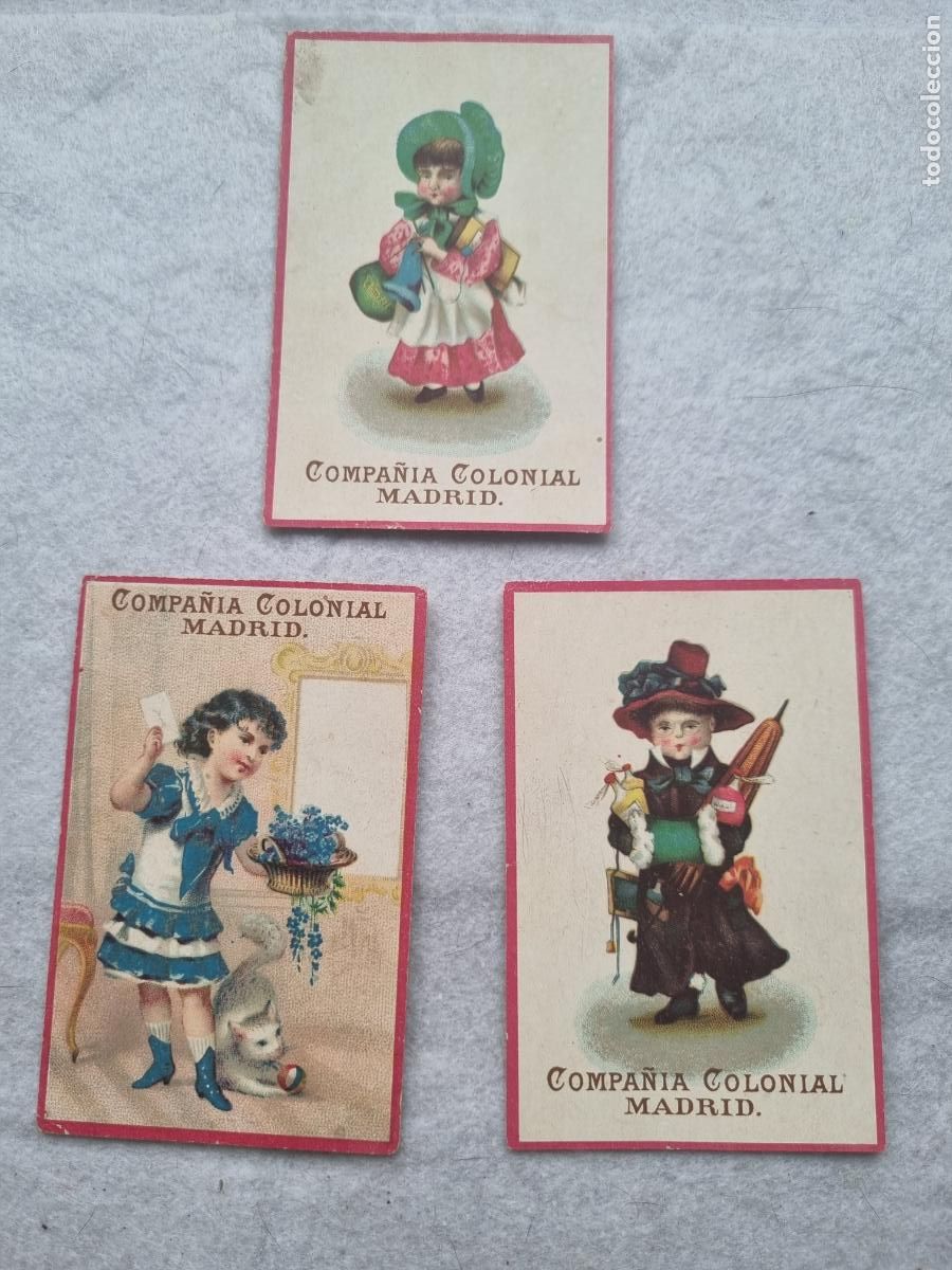 Coleccionismo cromos antiguos: COMPA&Ntilde;IA COLONIAL 1889 CHOCOLATES CROMOS SIGLO XIX ORIGINALES BORDE ROJO