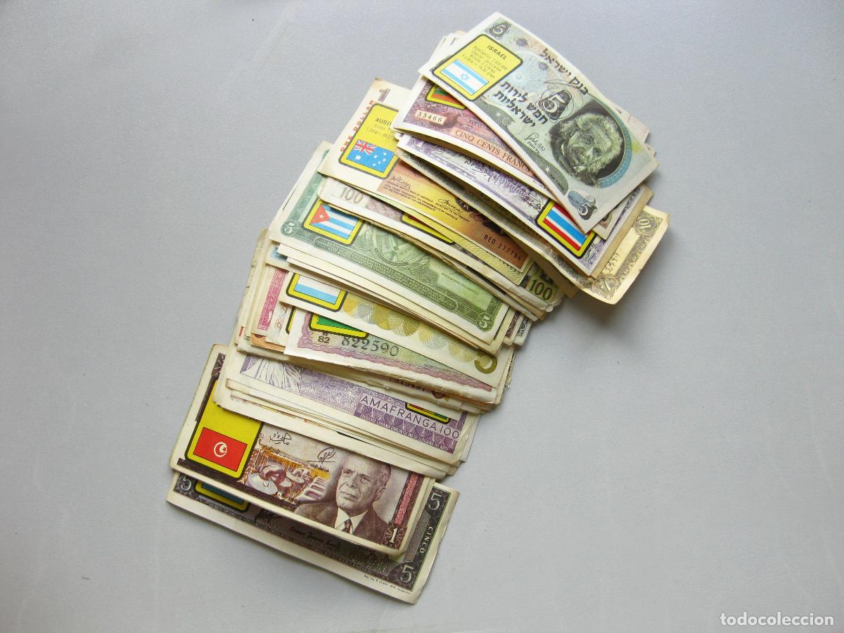 Coleccionismo Cromos antiguos: LOTE DE 69 CROMOS DEL ALBUM DE BILLETES DEL MINDO BIMBO.