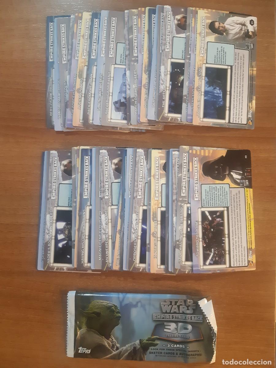 Coleccionismo cromos antiguos: COLECCI&Oacute;N COMPLETA 48 CROMOS B&Aacute;SICOS STAR WARS 3D EL IMPERIO CONTRAATACA TOPPS 2010 - Foto 2