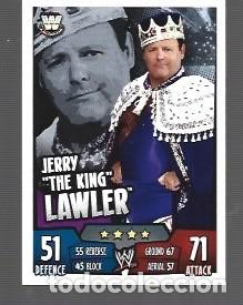 Colecionismo Cromos antigos: TARJETA DE PANINI y TOPPS SLAM ATTAX RUMBLE DEL A&Ntilde;O 2011 JERRY THE KING LAWLER