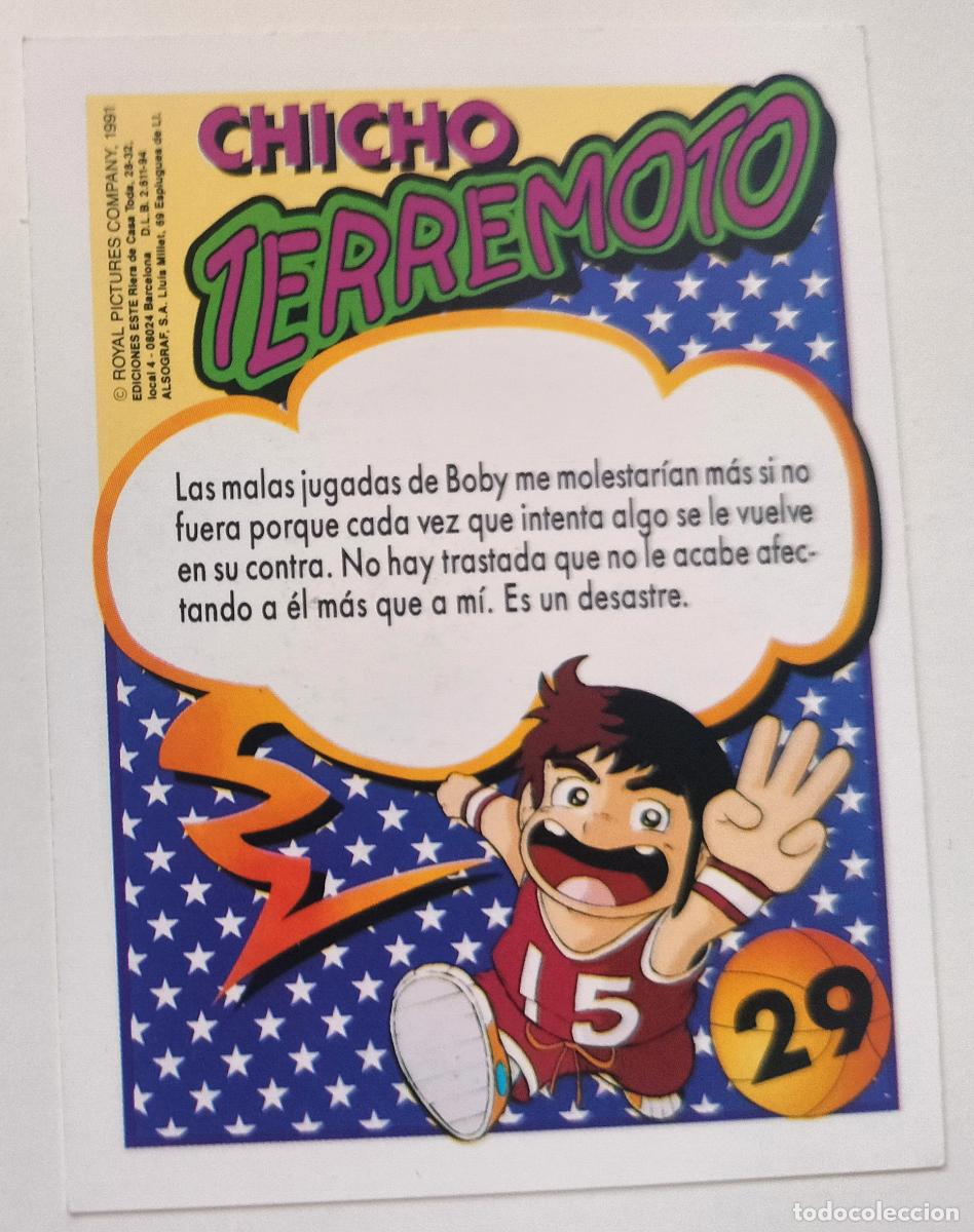 Coleccionismo cromos antiguos: CHICHO TERREMOTO N&ordm; 29 BOBY EDICIONES ESTE 1991 - Foto 2
