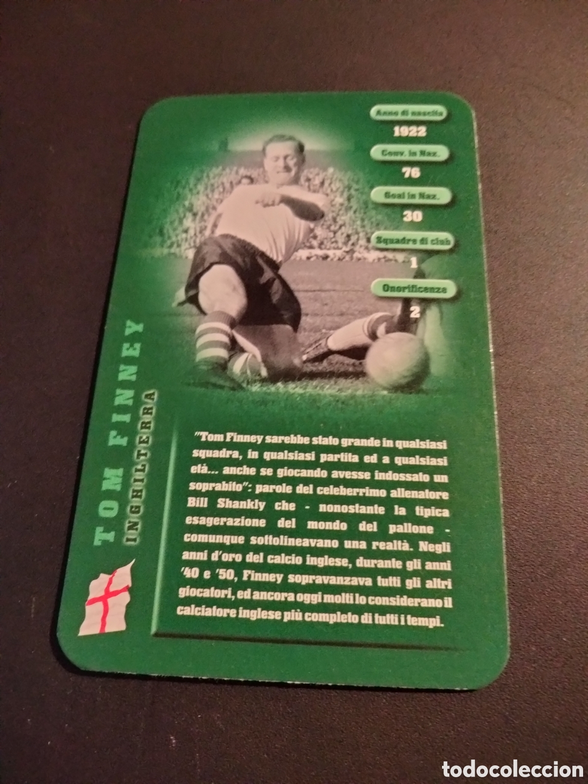 Sammeln alte Sammelbilder: TOM FINNEY INGLATERRA TOP TRUMPS FOOTBALL LEGENDS 2005