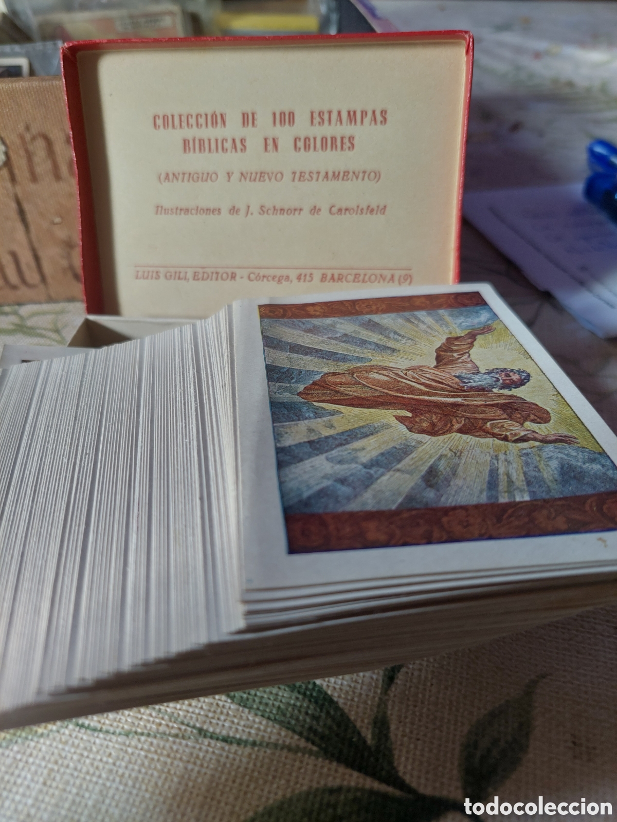 Coleccionismo Cromos antiguos: Coleccion de 100 Estampas en color Antiguo y Nuevo Testamento en su caja original