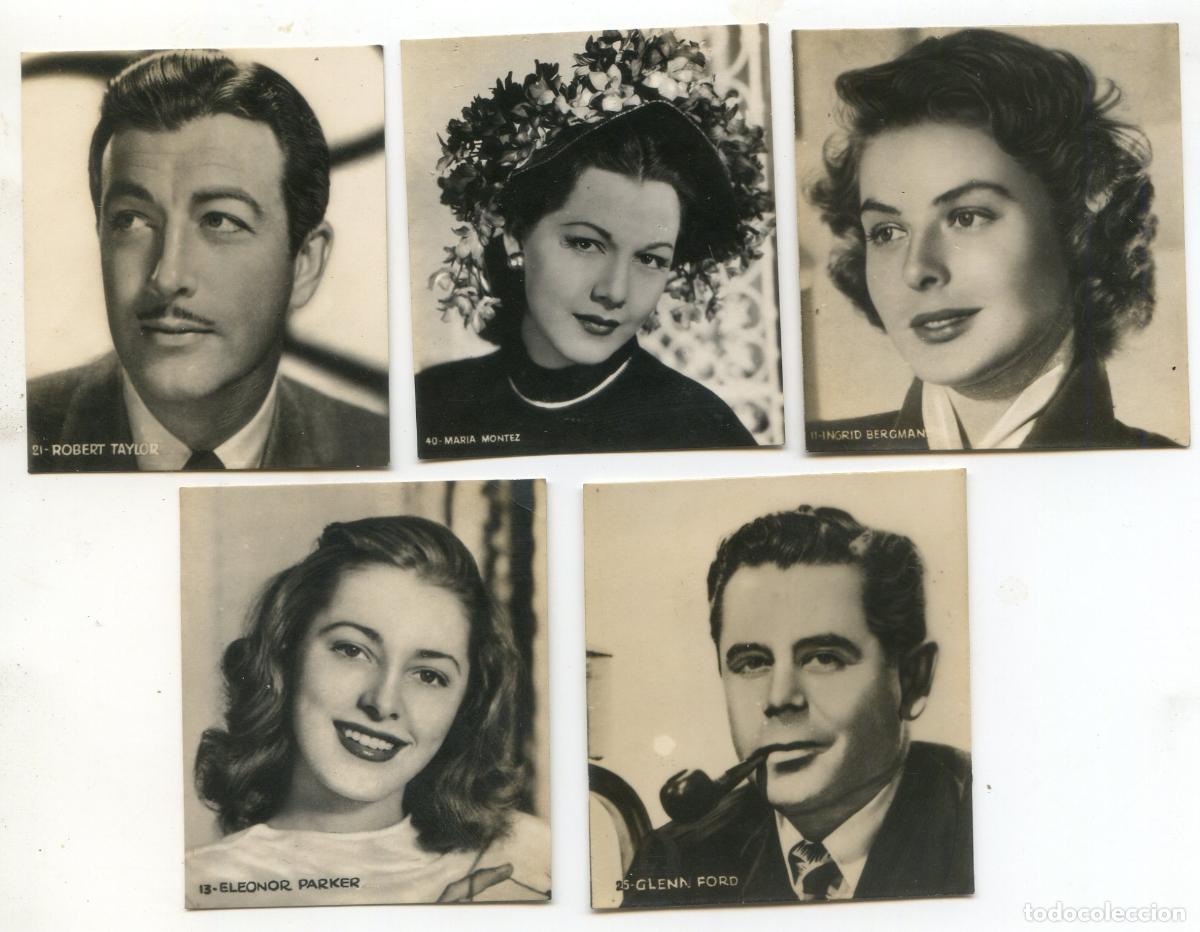 Coleccionismo Cromos antiguos: Lote cinco cromos fotogr&aacute;ficos artistas y actrices de cine a&ntilde;os 40, colecci&oacute;n a identificar