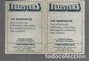 Coleccionismo cromos antiguos: DOS CROMOS DE TELESTARS DE RAMONCIN EDICIONES ESTE N &ordm; 141 /142 - Foto 2