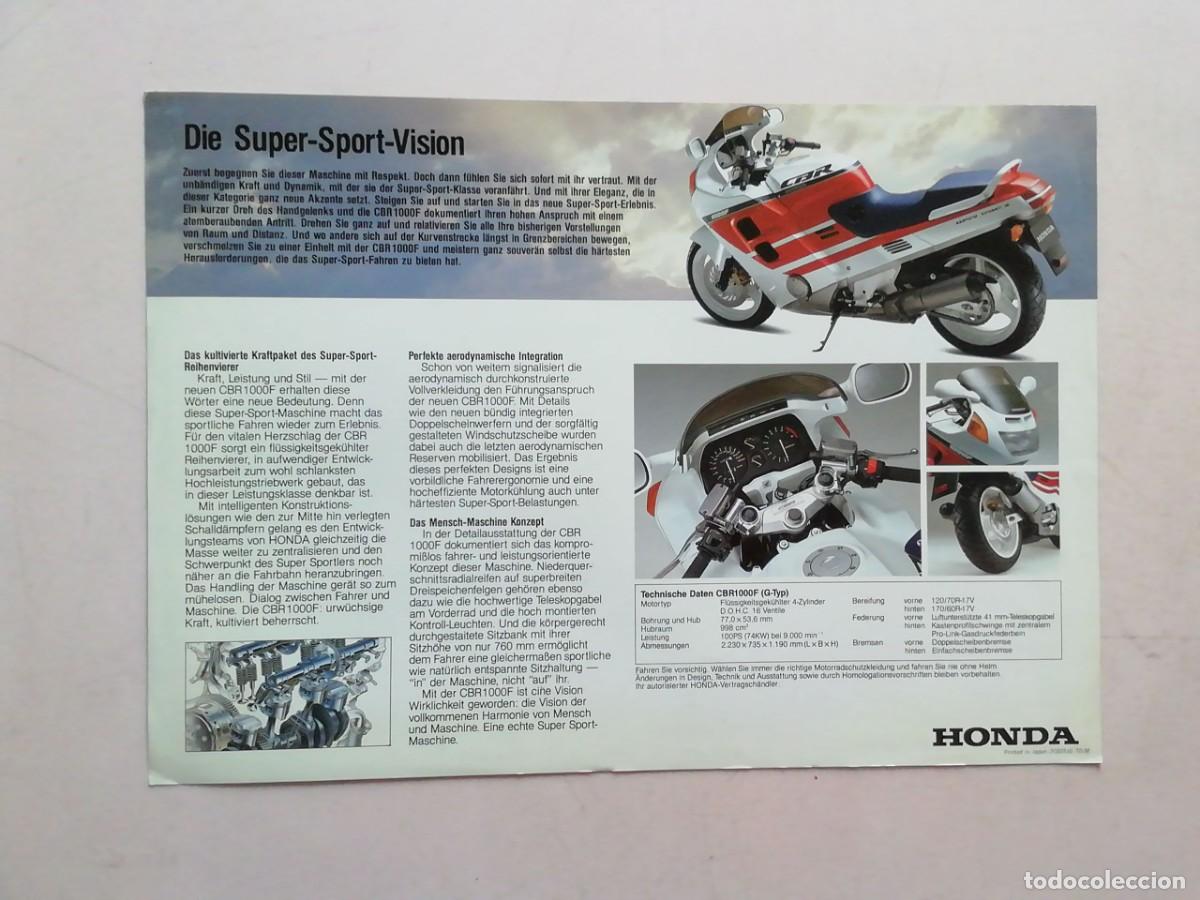 Coleccionismo cromos antiguos: CATALOGO MOTO CBR 1000F - Foto 2
