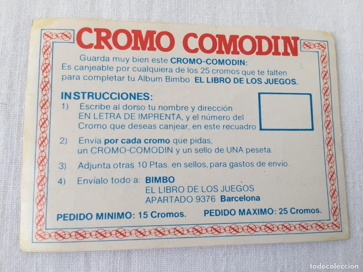 Coleccionismo cromos antiguos: EL LIBRO DE LOS JUEGOS (BIMBO)- CROMO COMODIN ORIGINAL - Foto 1