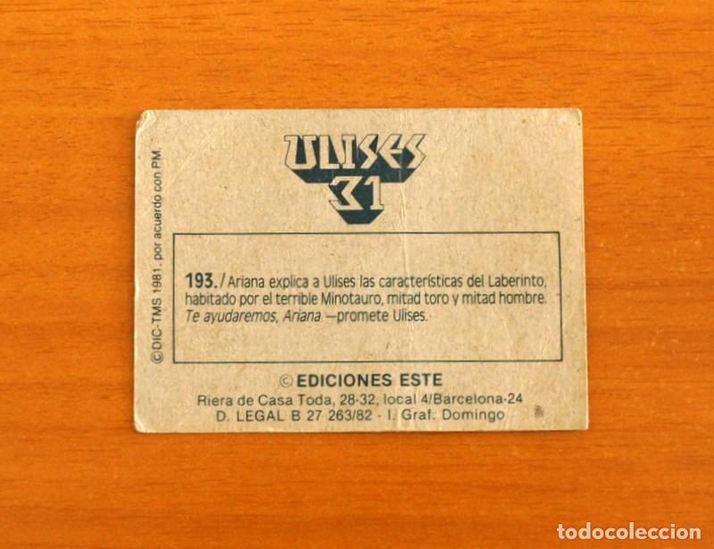 Coleccionismo cromos antiguos: Ulises 31 - Cromo N&ordm; 193 - Ediciones Este A&ntilde;o 1981 - Foto 2