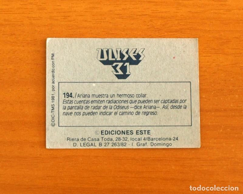 Coleccionismo cromos antiguos: Ulises 31 - Cromo N&ordm; 194 - Ediciones Este A&ntilde;o 1981 - Foto 2